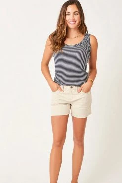 Carve Designs Ever Tank - Navy Rib Stripe