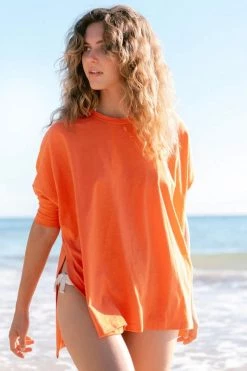 Mer Sea Women's Catalina Slub Tee - Bright Orange