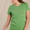 Toad & Co Primo Short Sleeve Embroidered Crew - Evergreen Women's