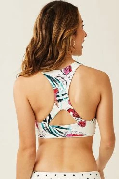 Carve Designs Sanitas Reversible Swim Top - Botanical/Cloud Polka Dot Women's Swim