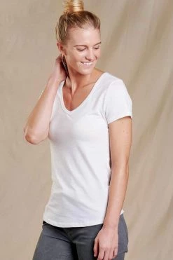 Toad & Co Women's Marley Short Sleeve V-Neck Tee - White