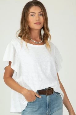Dylan Women's Slub Cotton Kira Ruffled Tee