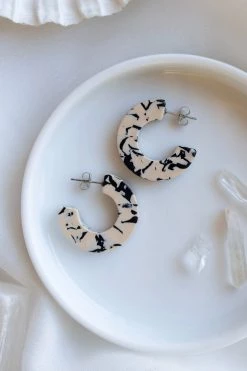 Nat And Noor Ray In Marble Semi Hoop Earrings Jewelry