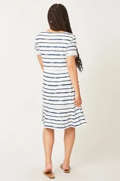 Carve Designs Gemma Dress - Navy Tie Dye Stripe Women's