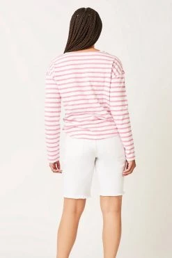 Carve Designs Women's Alexis Top - Cloud / Light Fuchsia Stripe