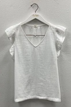 Women's Dylan Gauze Ruffle V Tee