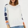 Zaket And Plover Women's Cotton & Cashmere Spotted Sleeve Sweater - White