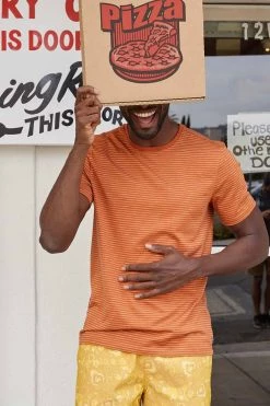 Toad & Co Men's Tempo Short Sleeve Crew Tee - Rust Stripe