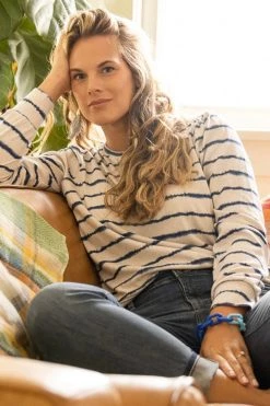 Carve Designs Naomi Sweatshirt - Navy Tie Dye Stripe Women's