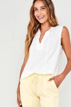 Bella Dahl Sleeveless Fray Edge Pullover - White Women's