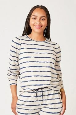 Carve Designs Naomi Sweatshirt - Navy Tie Dye Stripe Women's