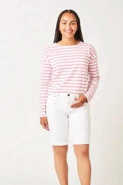 Carve Designs Women's Alexis Top - Cloud / Light Fuchsia Stripe