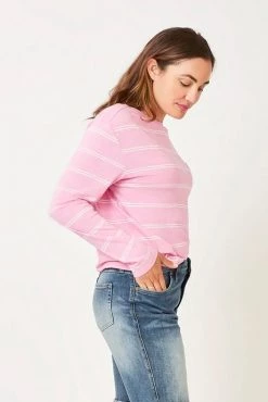 Carve Designs Lorena Top - Light Fuchsia Stripe