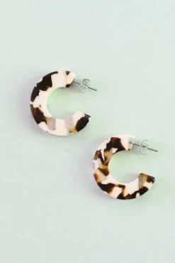 Nat And Noor Ray In Coco Cream Semi Hoop Earrings