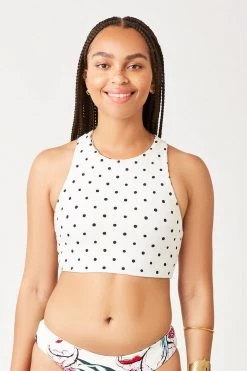 Carve Designs Sanitas Reversible Swim Top - Botanical/Cloud Polka Dot Women's Swim
