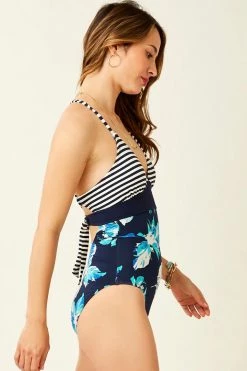 Carve Designs Dahlia One Piece Swimsuit - Navy Stripe / Stargazer