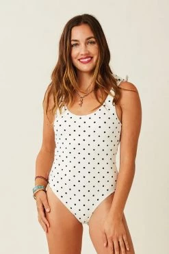 Carve Designs Women's Swim Sandhaven One Piece Swim Suit - Cloud Polka Dot