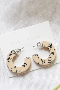 Nat And Noor Ray In Marble Semi Hoop Earrings Jewelry
