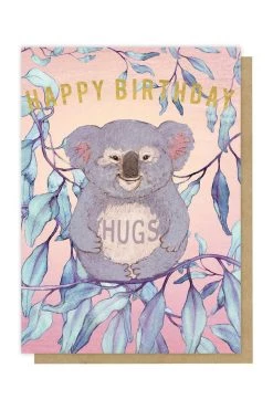 Base Camp: Bring It Home Papaya 5x7 Greeting Card "Happy Koala" Birthday