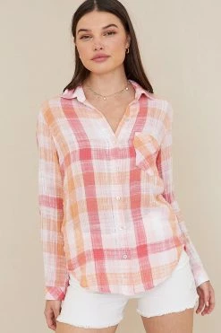 Bella Dahl Pocket Button Down-Summer Sunset Plaid