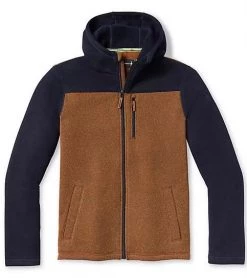 Smartwool Hudson Trail Fleece Hoody - Acorn / Deep Navy Men's Sale - 50% Off At Checkout