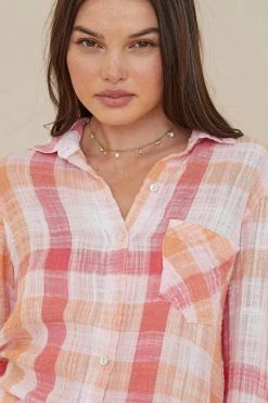 Bella Dahl Pocket Button Down-Summer Sunset Plaid