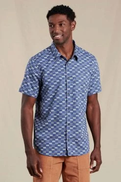 Toad & Co Men's Fletch Short Sleeve Shirt - Enamel Blue Swell