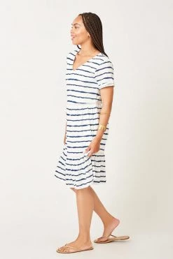 Carve Designs Gemma Dress - Navy Tie Dye Stripe Women's