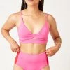 Carve Designs Erin Colorblock Swim Bottom - Fuchsia / Hot Red