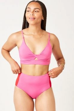 Carve Designs Erin Colorblock Swim Bottom - Fuchsia / Hot Red