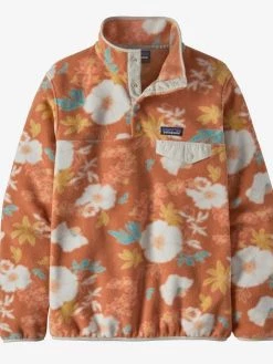 Patagonia W Lightweight Synchilla Snap-T Pullover-Flower Power Big: Toasted Peach Women's