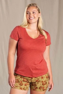 Toad & Co Women's Marley Short Sleeve V-Neck Tee - Brick