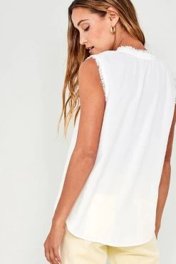 Bella Dahl Sleeveless Fray Edge Pullover - White Women's