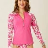 Carve Designs Kona Rashguard - Fuchsia With Orchard Women's Swim