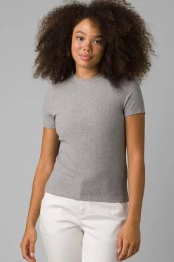 Prana Foundation Rib Tee - Heather Grey