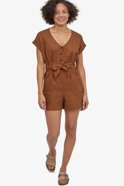 Patagonia Women's Organic Cotton Gauze Romper Brown Women's Sale - 50% Off At Checkout