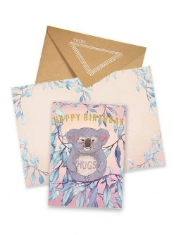 Base Camp: Bring It Home Papaya 5x7 Greeting Card "Happy Koala" Birthday