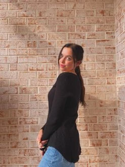 Dylan Slub Waffle Deep V-Shirt Tail Tee