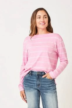 Carve Designs Lorena Top - Light Fuchsia Stripe