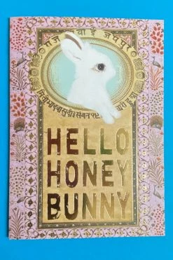 Base Camp: Bring It Home Papaya 5x7 Greeting Card Hello Bunny