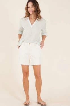 Carve Designs Davis Top - Aqua Mini Stripe