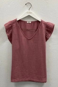 Women's Dylan Gauze Ruffle V Tee