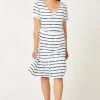Carve Designs Gemma Dress - Navy Tie Dye Stripe Women's