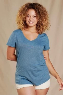 Toad & Co Women's Marley Short Sleeve V-Neck Tee - Hide Tide