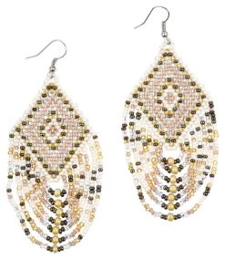 Bamboo Trading Co Jewelry Gold + White Beaded Earrings