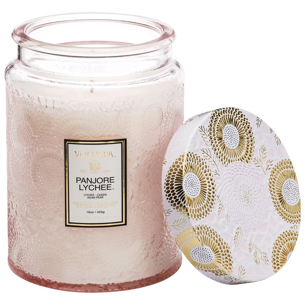 Voluspa Large Glass Jar Candle Panjore Lychee Base Camp: Bring It Home 4 Voluspa Large Glass Jar Candle Panjore Lychee Base Camp: Bring It Home